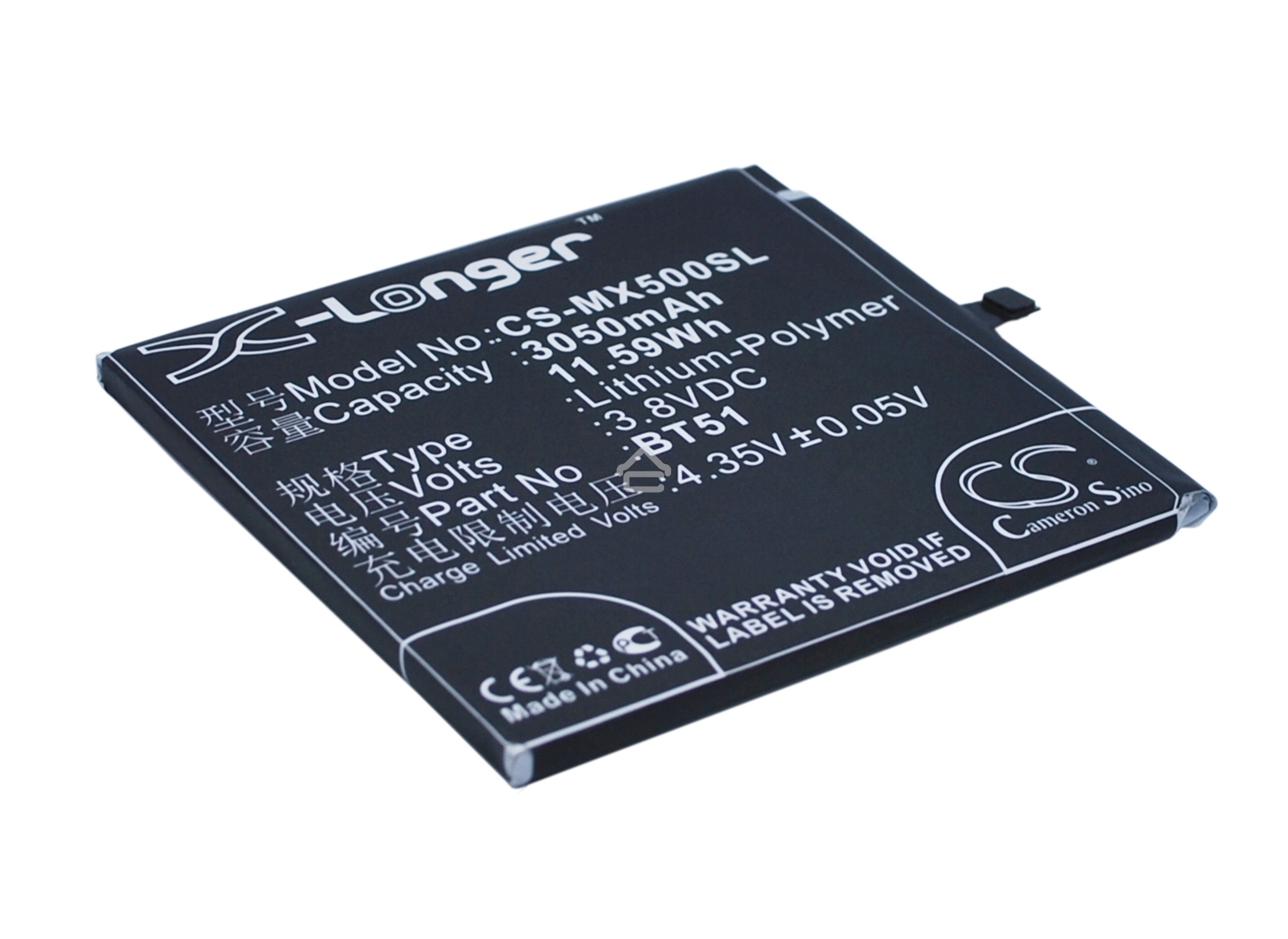 Аккумулятор CameronSinoCS-MX500SL BT51 для Meizu MX5 3.8V / 3050mAh / 11.59Wh