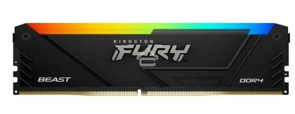 Оперативная память Kingston Fury Beast, DDR4, 32GB (2x16GB), 3200MHz, CL16, DIMM, с радиатором, RGB, черный