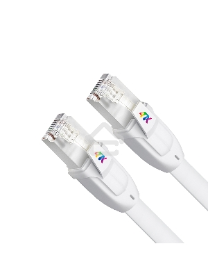 Патч-корд 2.0m LSZH PROF плоский прямой кат.7 ethernet, FTP, медь, белый, литой, экранированные коннекторы, RJ45, T568B, 4PH-R90380