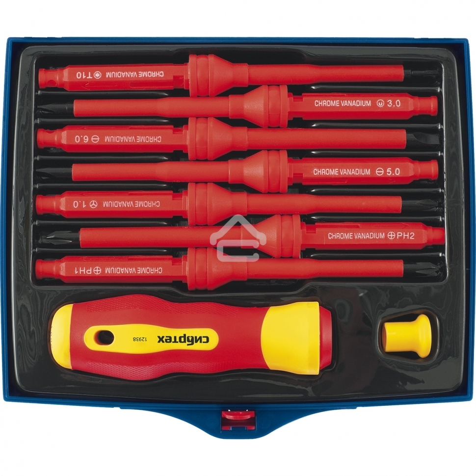 Отвертка Сибртех со сменными жалами диэлектрическая до 1000в 9 предметов crv