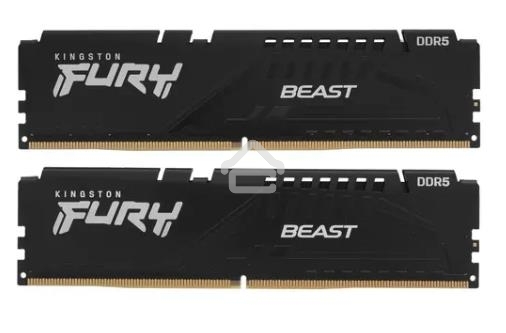 Оперативная память Kingston Fury Beast, DDR5, 64GB (2x32GB), 5600MHz, CL40, DIMM, радиатор, черный