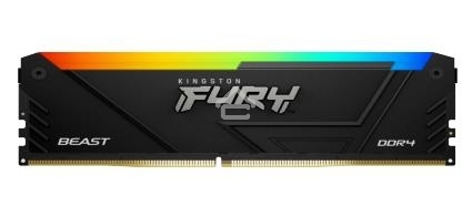 Оперативная память Kingston Fury Beast, DDR4, 64Gb (2x32Gb), 3600MHz, CL18, DIMM, с радиаторами, RGB, черный
