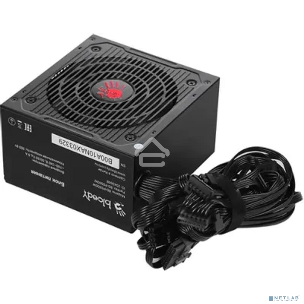 Блок питания Bloody BD-PS500W, 500Вт, 80 PLUS белый, 120мм,черный