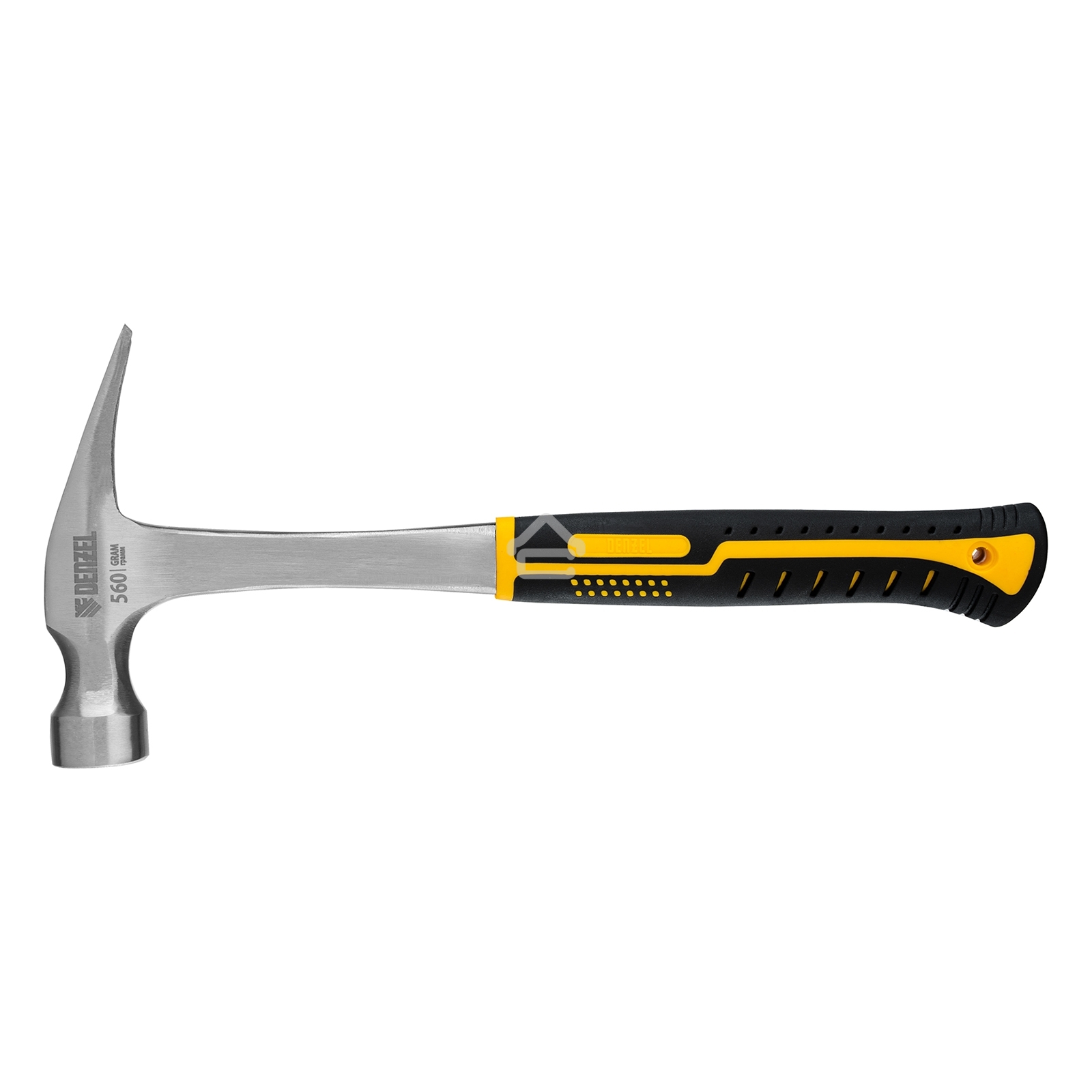 Молоток-гвоздодер Denzel 560 г, цельнометаллический, двухкомпонентная рукоятка