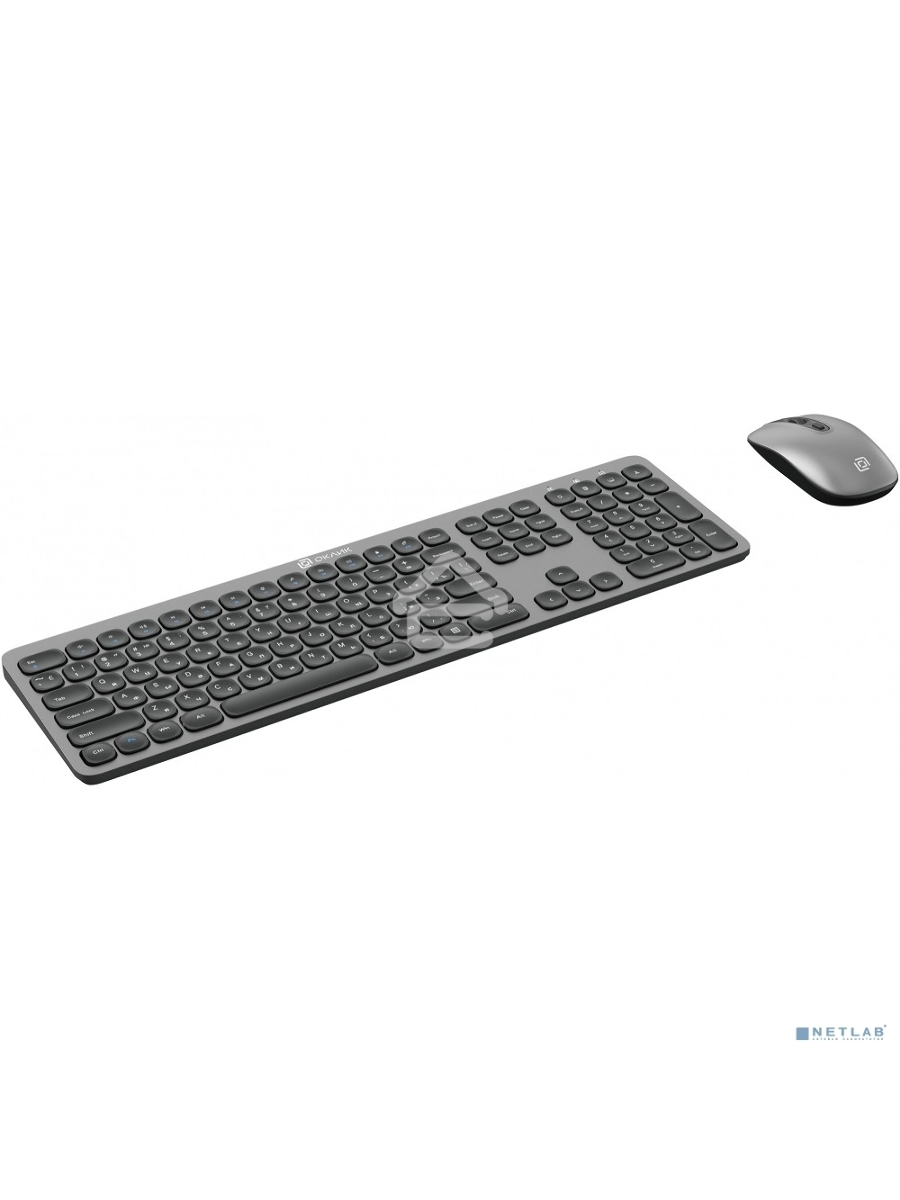 Клавиатура + мышь Оклик 300M клав:серый мышь:серый/черный USB беспроводная slim
