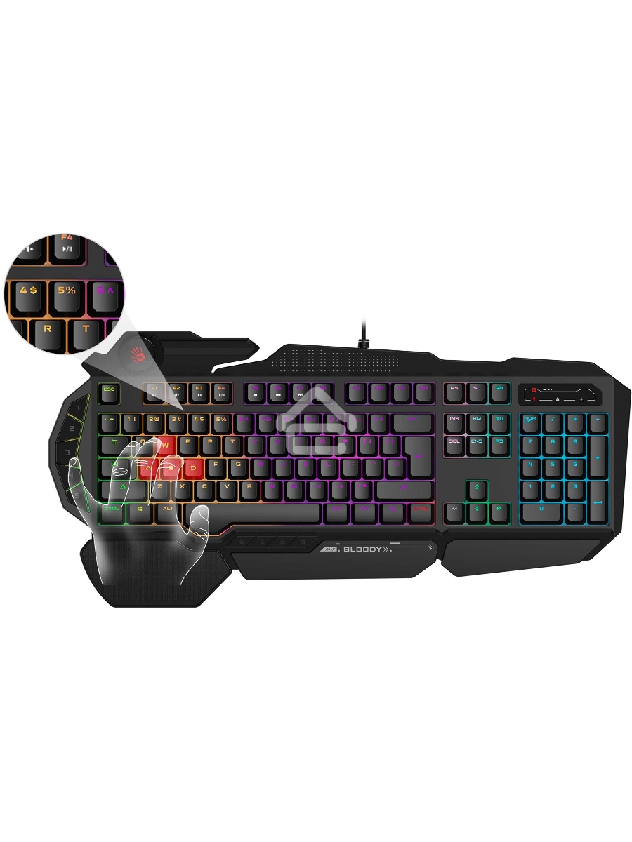 Клавиатура A4Tech Bloody B310N черный USB Multimedia for gamer LED (подставка для запястий) (B310N)
