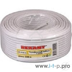Кабель Rexant телефонный 2 жилы 100м CCA белый (ШТЛП-2)