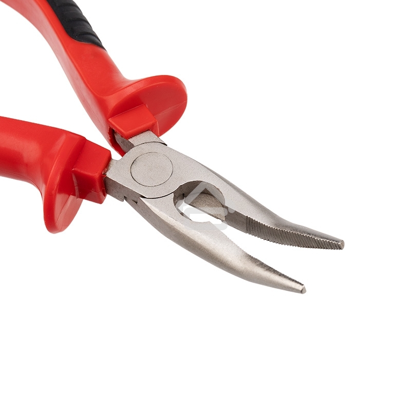 Тонкогубцы изогнутые Rexant 160 мм никелированные, двухкомпонентные рукоятки