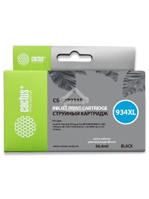 Картридж струйный Cactus CS-C2P23AE №934XL черный (30 мл) для HP DJ Pro 6230/6830