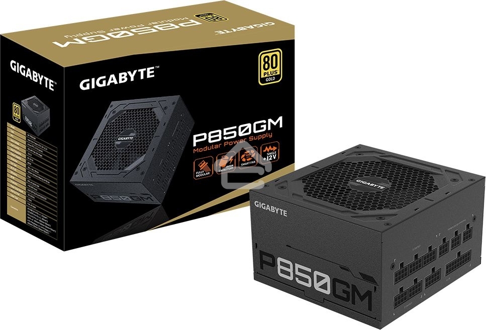 Блок питания Gigabyte GP-P850GM RTL, 850Вт, 80 PLUS Gold, 120мм, модульный, черный