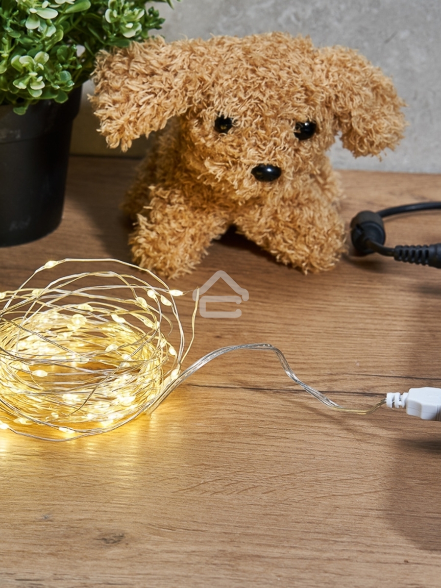 Гирлянда «Роса» 5 м, 50 LED, USB, теплое белое свечение NEON-NIGHT