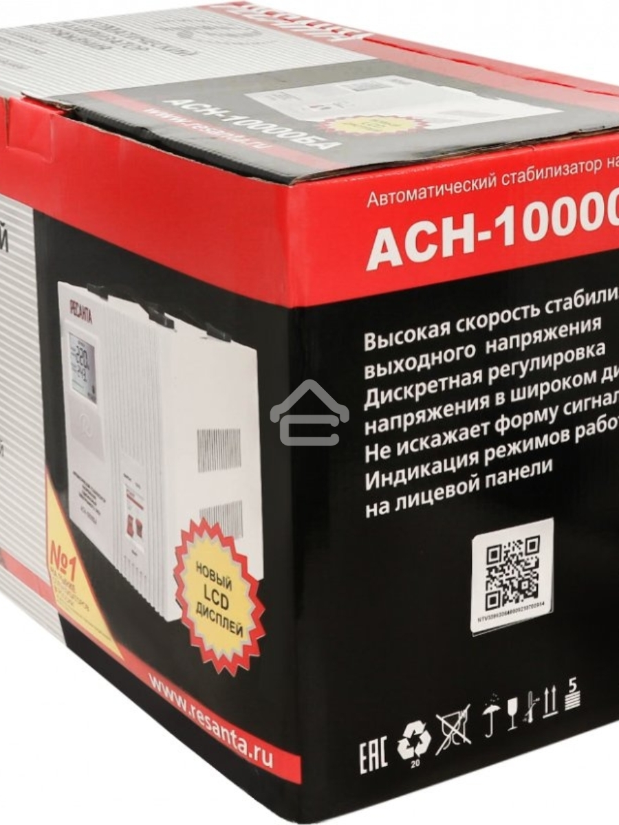Стабилизатор напряжения Ресанта АСН-10000БА однофазный серый (63/6/40)