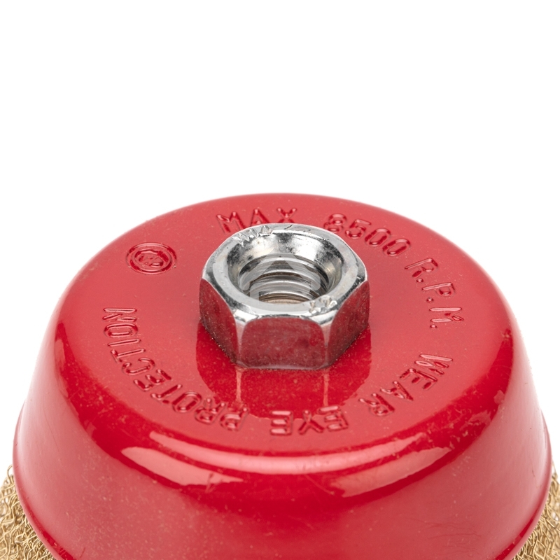 Щетка чашечная для УШМ Kranz латунированная проволока 100 мм М14