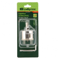 Сверло по керамической плитке и стеклу Сибртех, 38 х 55 мм, 6 гр.хв-к, с центр. сверлом