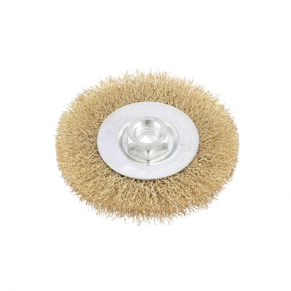 Щетка Matrix для УШМ, 100 мм, М14, плоская, латунированная витая проволока