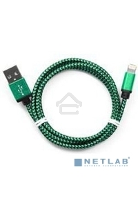 Кабель Gembird  USB 2.0 Cablexpert CC-ApUSB2gn1m, AM/Lightning 8P, 1м, нейлоновая оплетка, алюминиевые разъемы, зеленый, пакет
