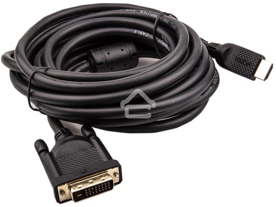 Кабель HDMI AM/DVI(24+1)M, 5м, CU, 1080P@60Hz, 2F, VCOM CG484GD-5M