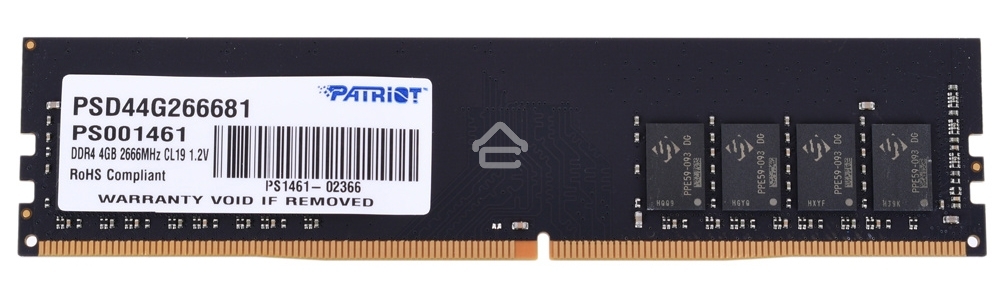 Оперативная память Patriot Signature, DDR4, 4GB (1x4 GB), 2666 MHz, CL19, DIMM