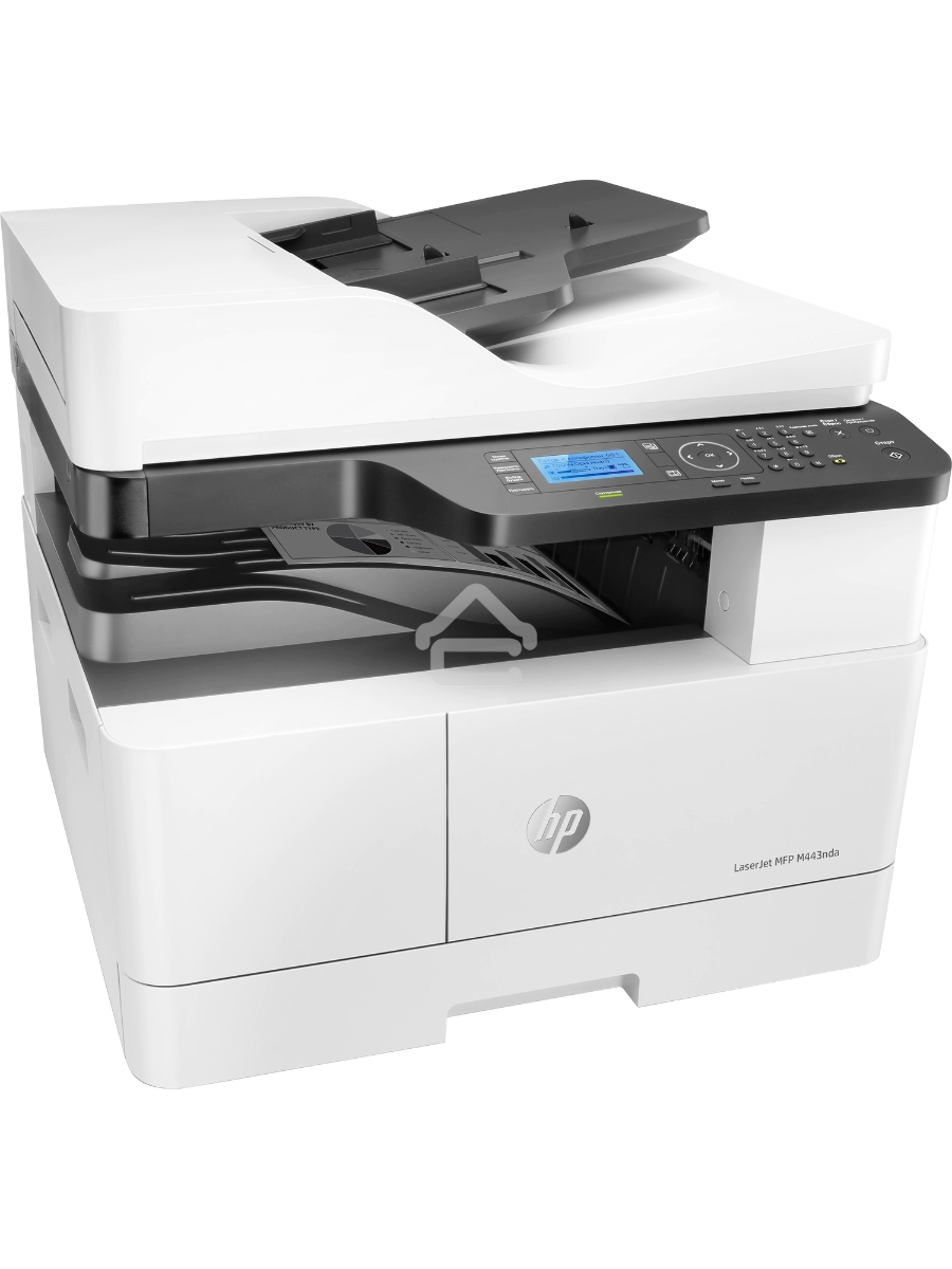 МФУ лазерный HP LaserJet MFP M443nda (8AF72A), A3, ч/б, печ. до 25 стр/мин. (А4) до 13 стр/мин. (А3), скан. до 21 стр/мин., 1200 x 1200 dpi (печать) 600x600dpi (скан.), USB, RJ-45
