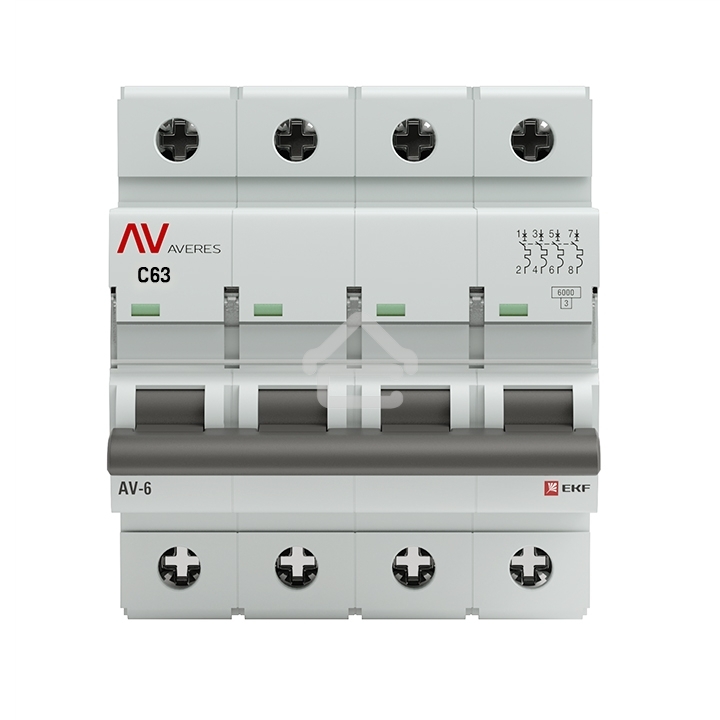 Выключатель автоматический Averes AV-6 (С) 4P 63А 6kA