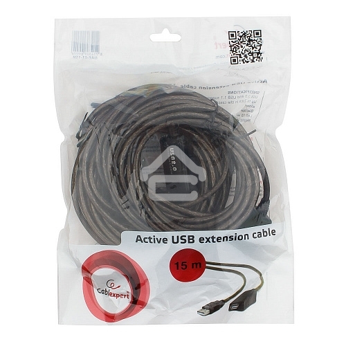 Кабель-удлинитель USB2.0 активный Cablexpert UAE-01-15M, AM/AF, 15м