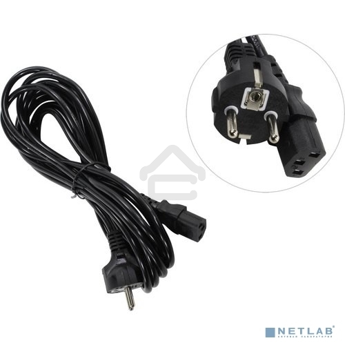 Кабель питания ExeGate Power PC-5P (Евровилка Schuko->С13) VDE-250V-3*1.0-CU, 10A, черный, 5м