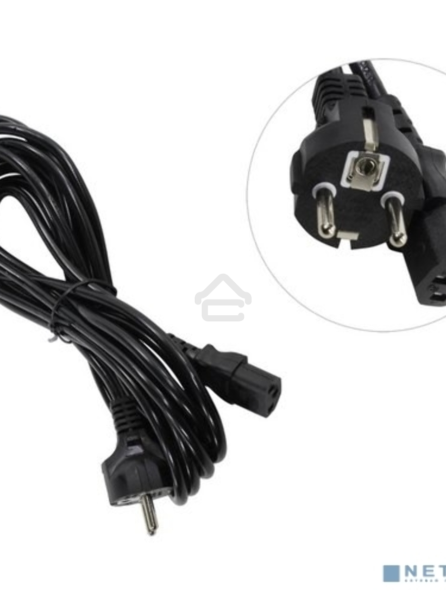 Кабель питания ExeGate Power PC-5P (Евровилка Schuko->С13) VDE-250V-3*1.0-CU, 10A, черный, 5м