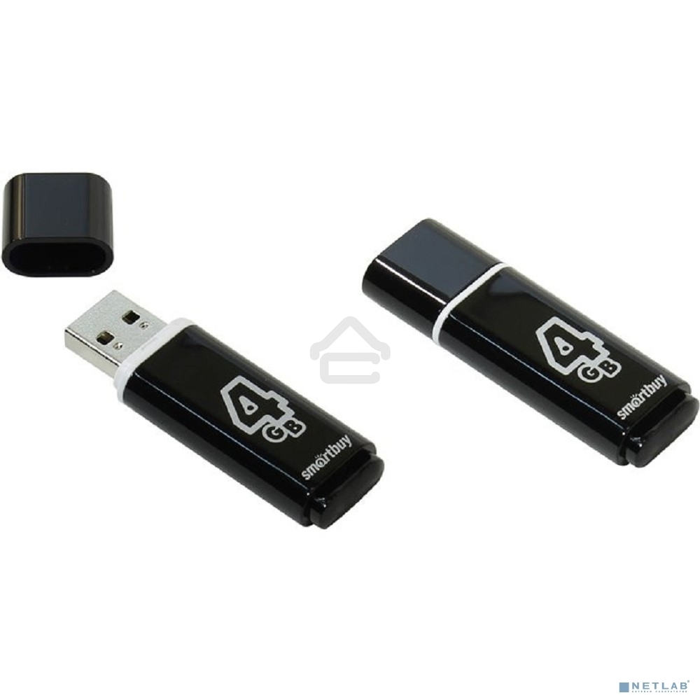 Флешка USB Smartbuy R/W USB 4Gb Glossy series черный SB4GbGS-K