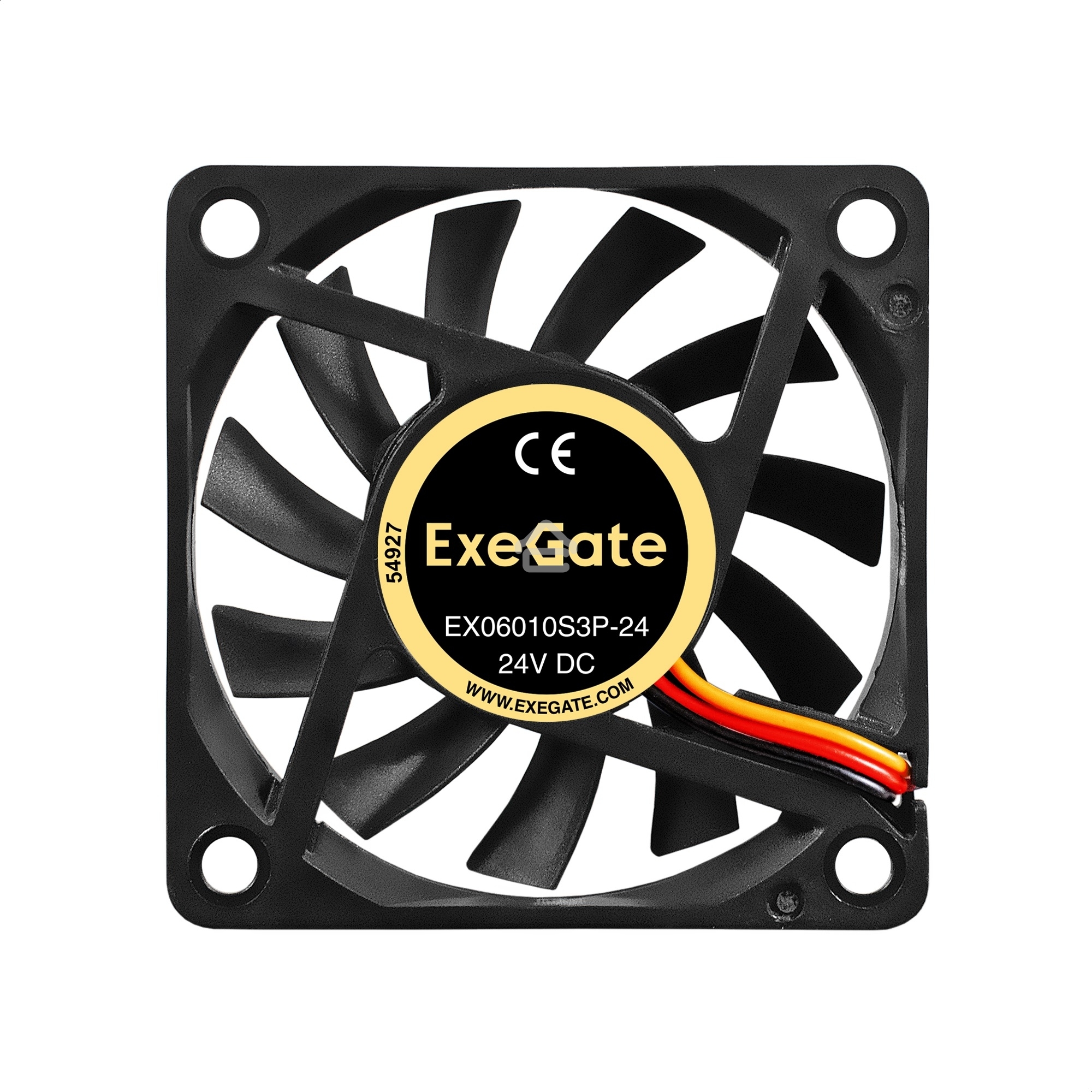 Вентилятор для корпуса ExeGate EX06010S3P-24 черный, 60 мм, 3000 об/мин, 24.1 дБ, 3 pin