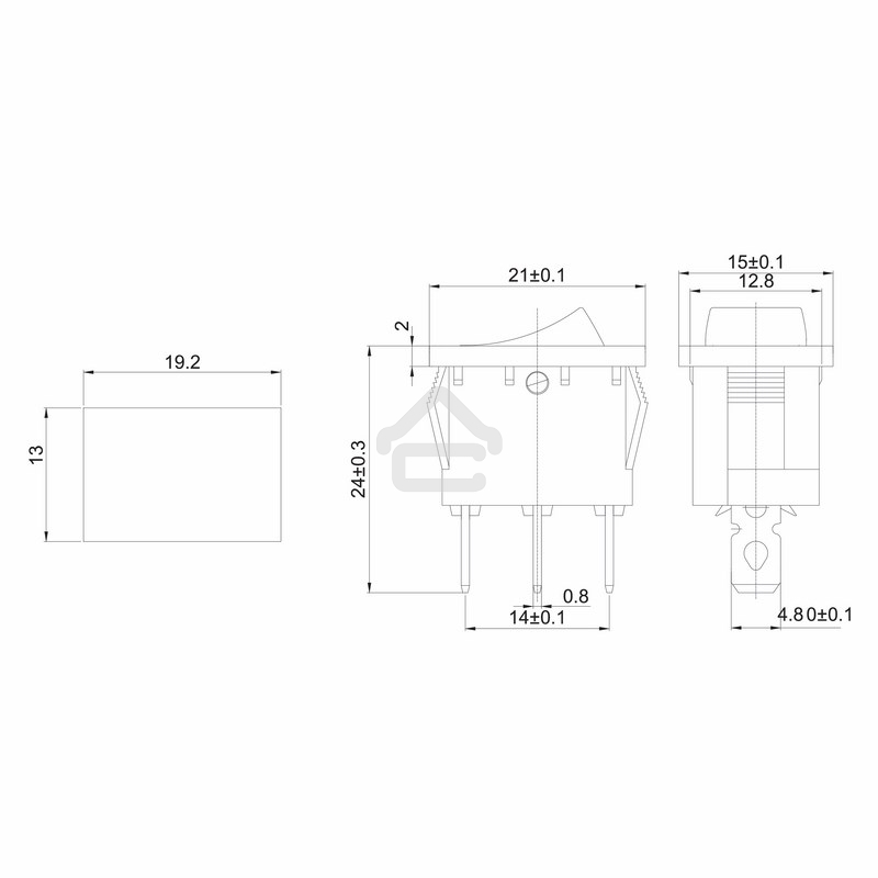 Выключатель клавишный Rexant 12V 15А (3с) ON-OFF зеленый с подсветкой Mini
