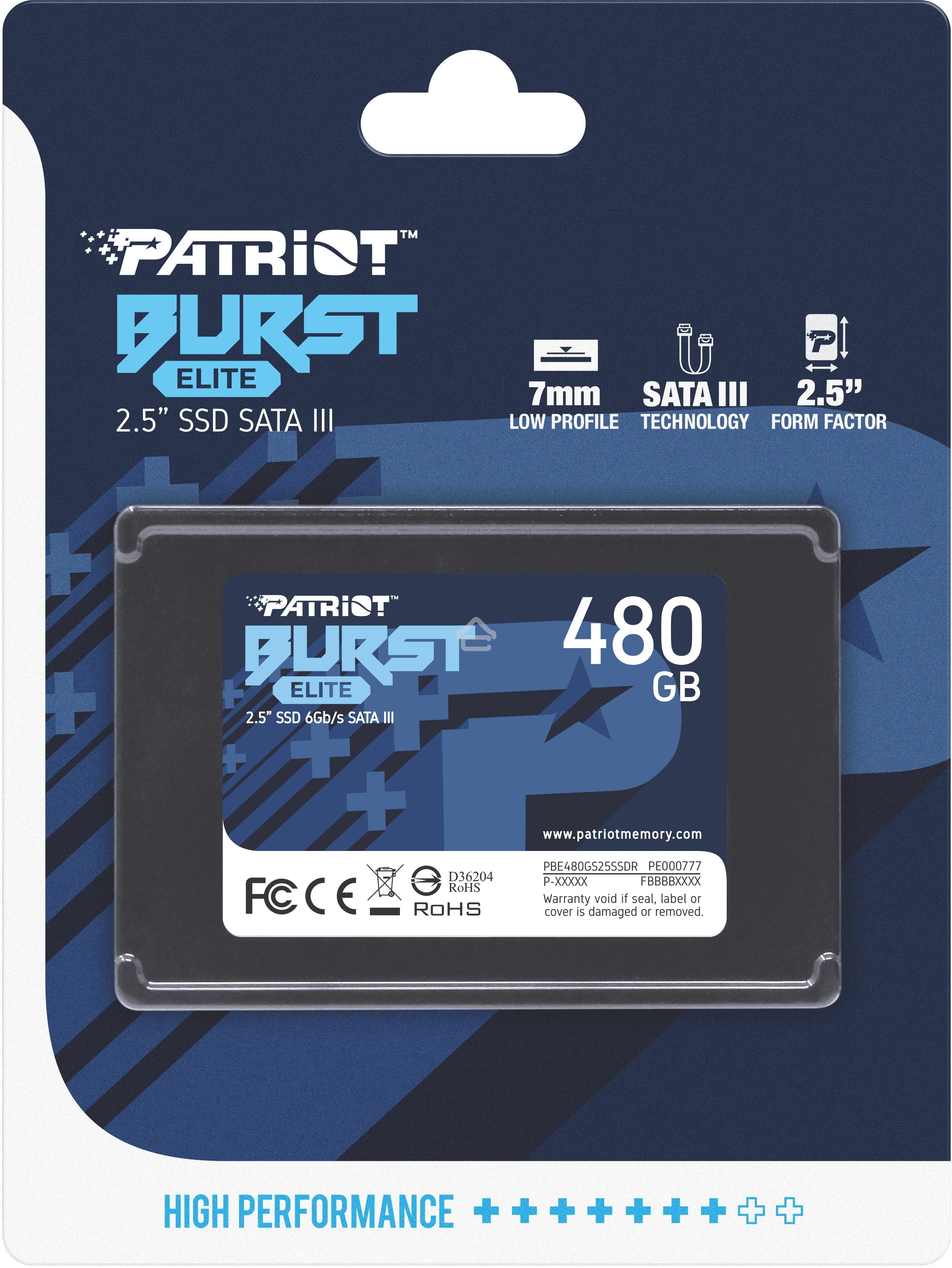 Накопитель SSD Patriot Burst Elite, 480Gb, SATA, 2.5