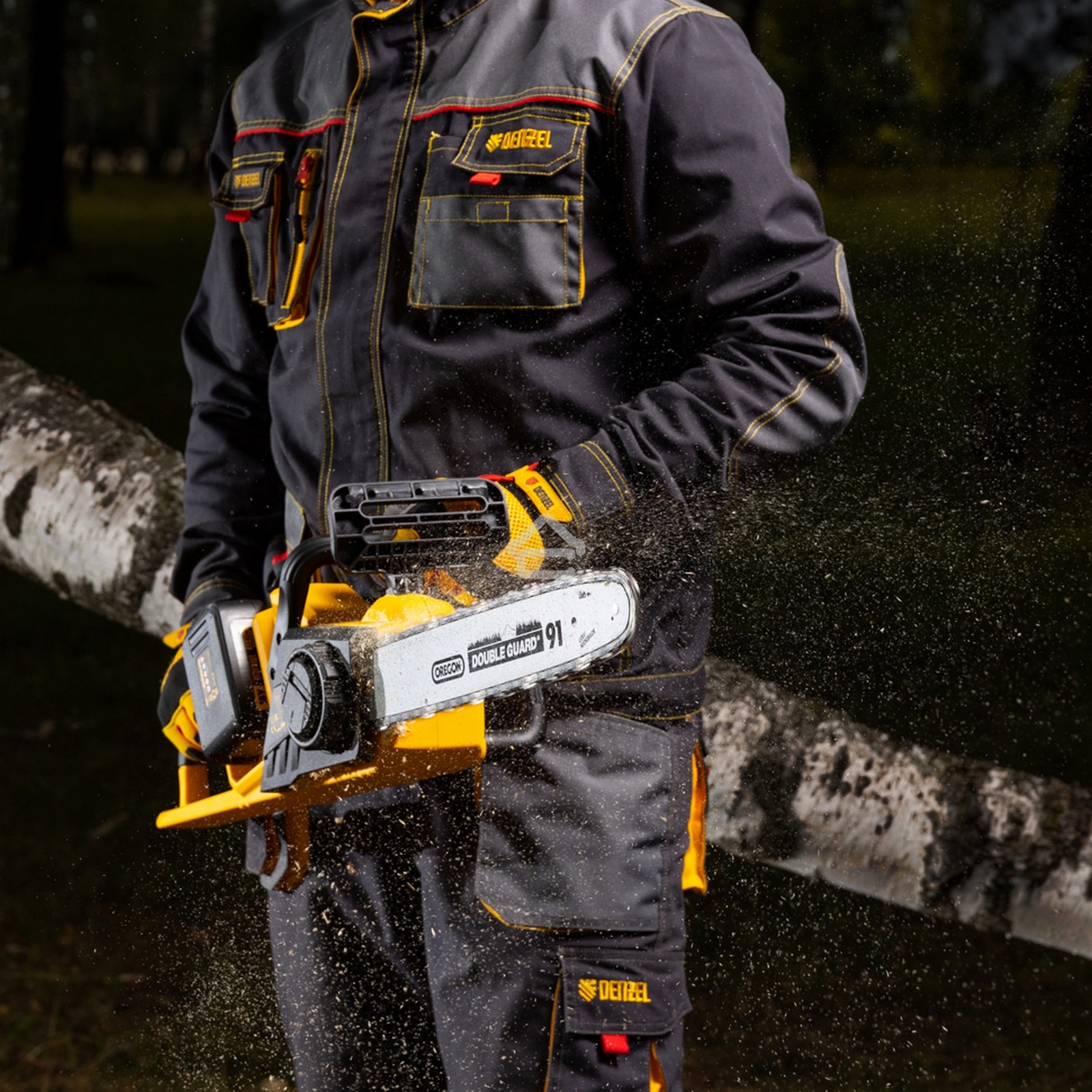 Цепная пила аккумуляторная бесщет. Denzel RCS400-36, Li-ion, 36 В, 4 А·ч, шина 400 мм/ 58610