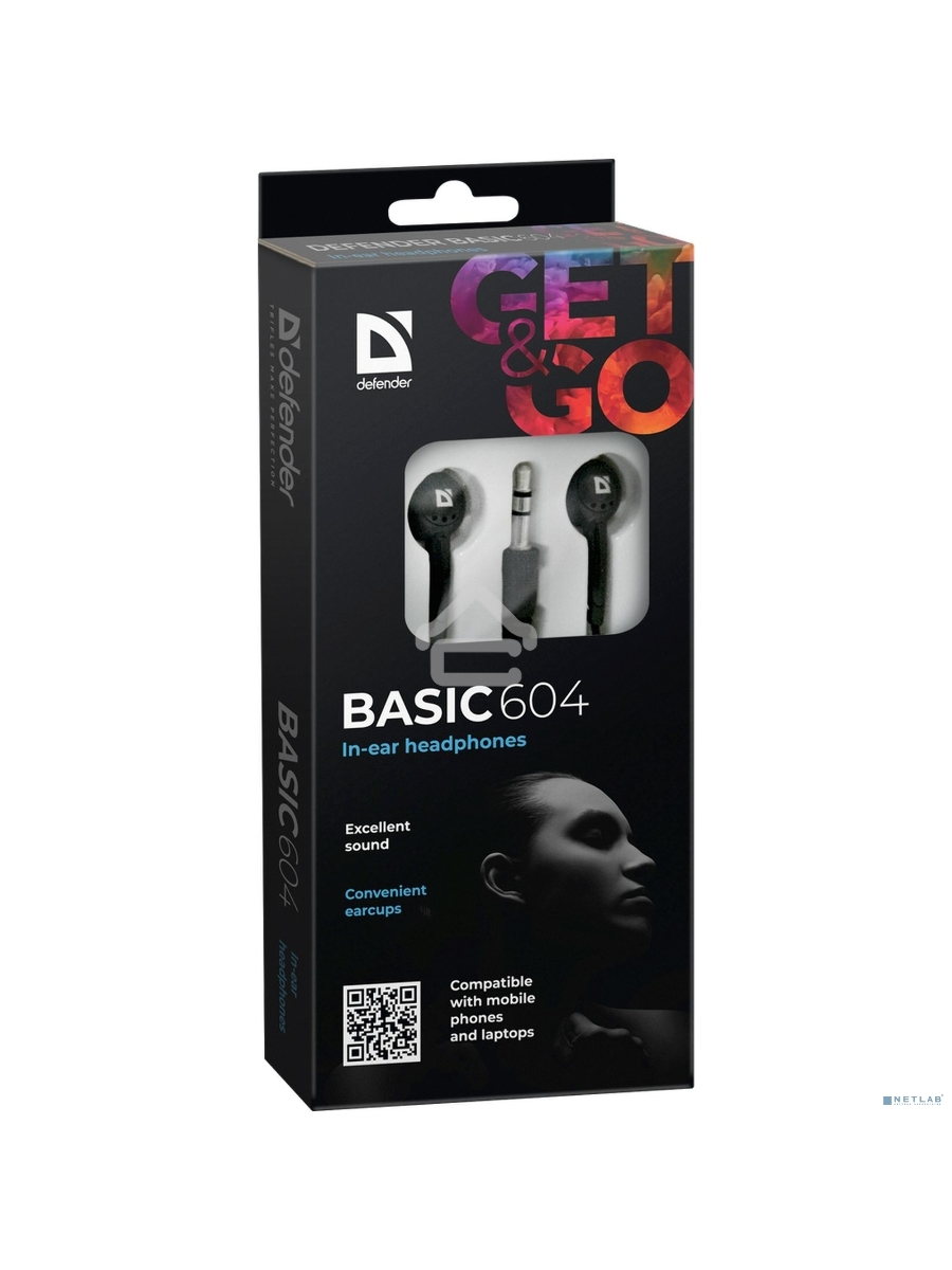Наушники Defender Basic 604 вставки черный