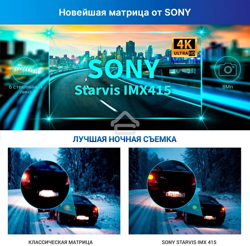 Видеорегистратор с радар-детектором TrendVision DriveCam Real 4K Signature LNA 2CH GPS ГЛОНАСС черный