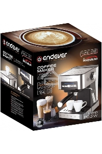 Кофеварка рожковая Endever Costa-1065 серебристый, исп. кофе - молотый, 1.6 л, 1000 Вт, 20 бар.