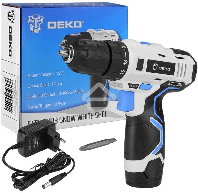 Дрель-шуруповерт Deko GCD12DU3, 12 В, 1.5 Ач, аккумуляторная