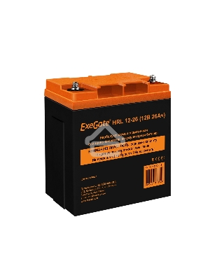 Аккумуляторная батарея ExeGate HRL 12-26 (12V 26Ah, клеммы F3 (болт М5 с гайкой))