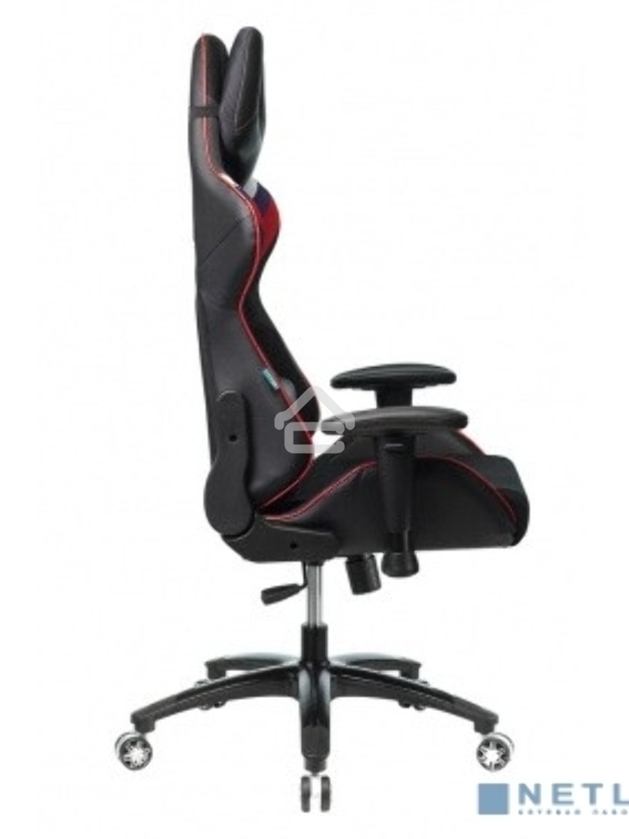 Кресло игровое Бюрократ VIKING 4 AERO RUS белый/синий/красный/черный, искусст. кожа/ткань, две подушки