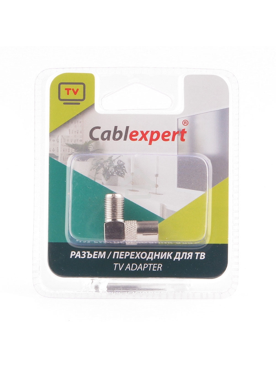 Переходник Cablexpert APL-FTVF-02, F (мама) / TV (мама), 90 градусов, блистер