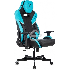 Кресло игровое Knight Thunder 5X черный/голубой эко.кожа крестов. металл