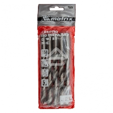 Сверло по металлу Matrix, 12 мм, полированное, HSS, 5 шт. цилиндрический хвостовик