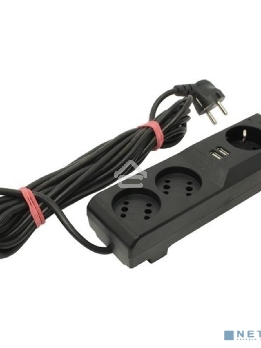 Сетевой фильтр Surge protector Pilot 3G 3xGP euro outlets, 10А/2.2кВа, 2xUSB, 7m, черный
