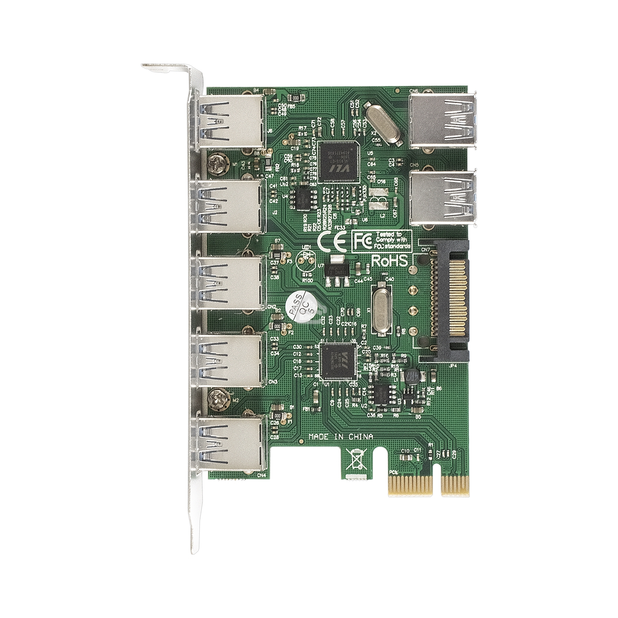 Контроллер ExeGate EXE-317 PCI-E 2.0, 5*USB3.0 ext + 2*USB3.0 int, разъем доп.питания (OEM)
