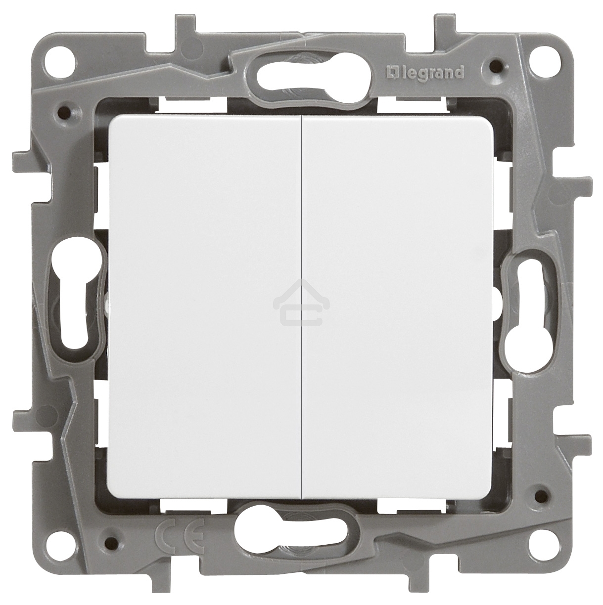 Выключатель двухклавишный 10AX винтовые зажимы ETIKA, белый