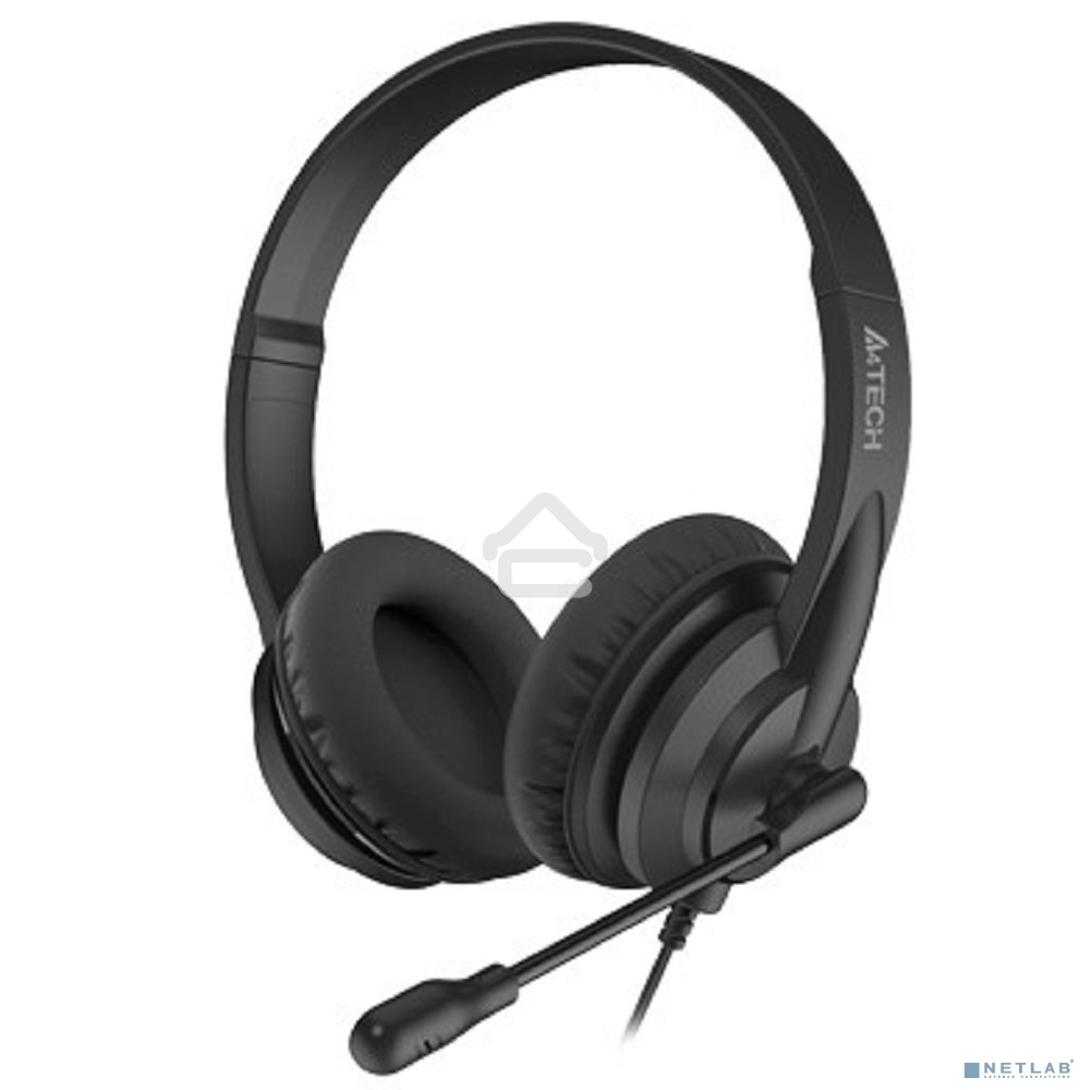 Наушники с микрофоном A4Tech HU-10 черный 2м накладные USB оголовье