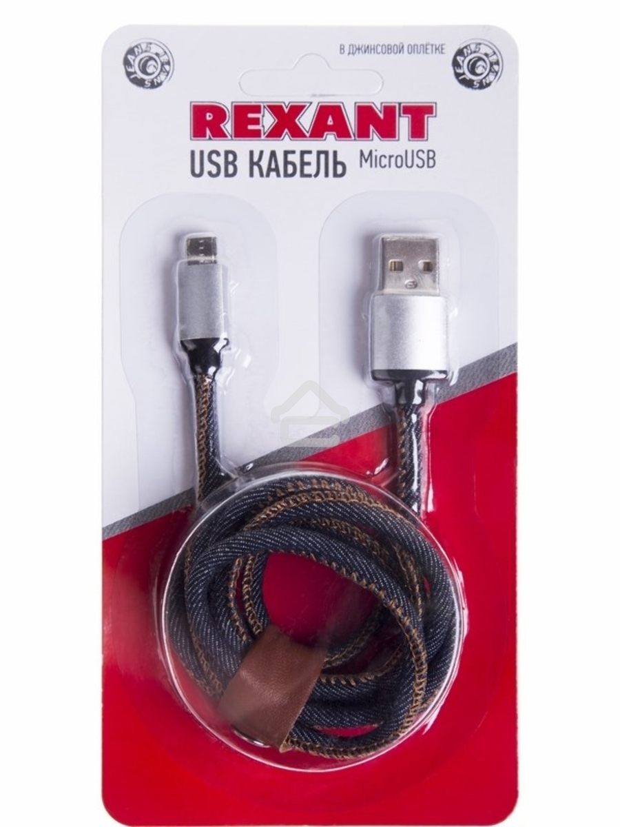 Кабель Rexant (18-4242) USB кабель MicroUSB, шнур в джинсовой оплетке 
