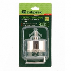 Сверло по керамической плитке и стеклу Сибртех, 50 х 55 мм, 6 гр.хв-к, с центр. сверлом