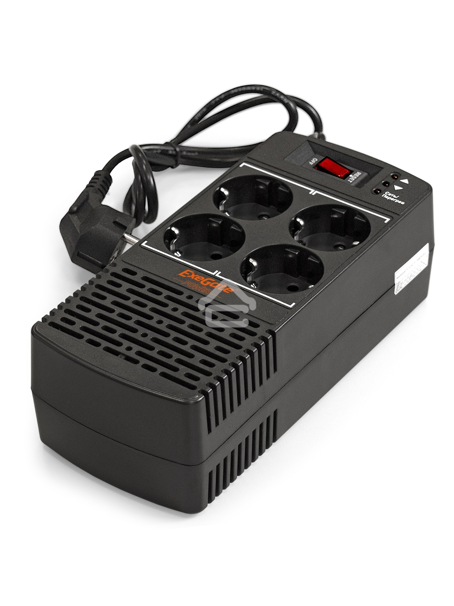 Стабилизатор ExeGate Power AD5000-1200 (1200VA/600W, диапазон 150...280В, 4 евророзетки)