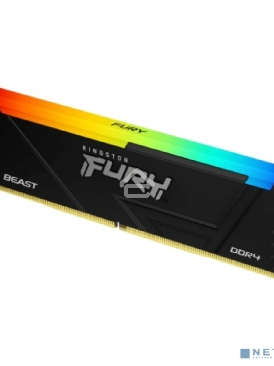 Оперативная память Kingston Fury Beast, DDR4, 8GB (1x8GB), 3600MHz, CL17, DIMM, с радиатором, RGB, черный
