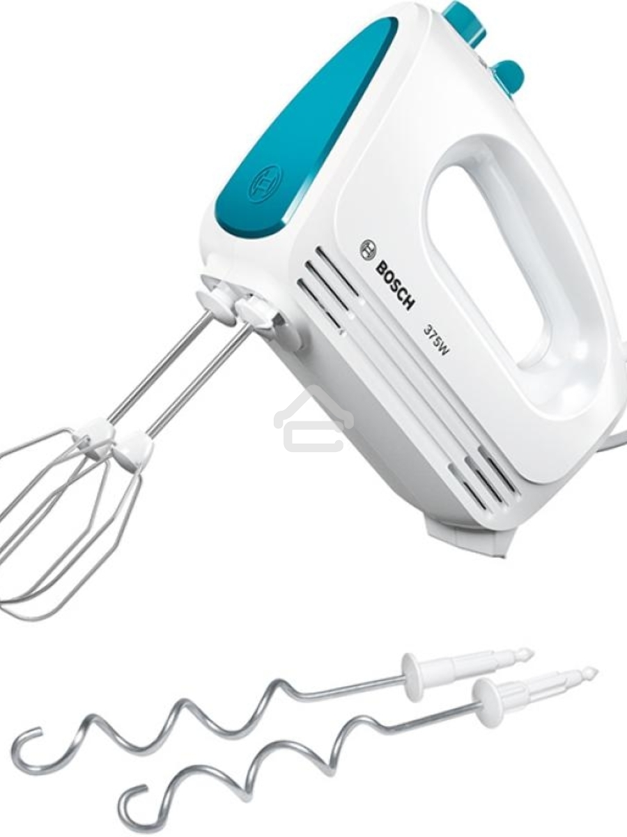 Миксер Bosch MFQ2210D , 375 Вт, цвет: белый/ голубой, 4 скорости+ импульс.режим, 2 крюка+ 2 венчика